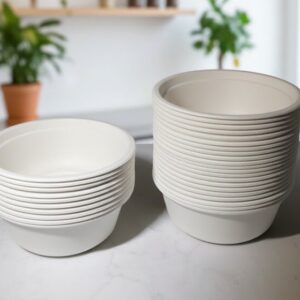 Strong Sustainable Bagasse Bowls – 500ml (16 Oz) Disposable